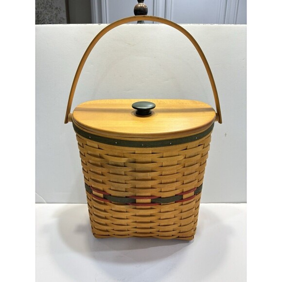 Longaberger Holiday Hostess Winter Wishes Basket (1998) Lid Plastic Liner Green - Picture 1 of 9